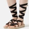 Pier One Leather - Sandalen Met Plateauzool - Black